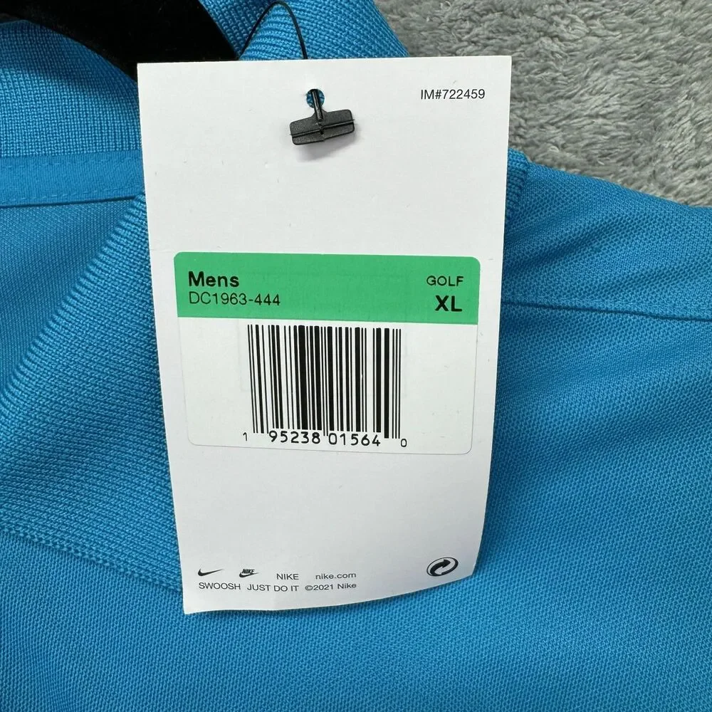 NIKE Polo Shirt Mens Extra Large Blue Short Sleeve Golf Dri-Fit Outdoor Top NWT